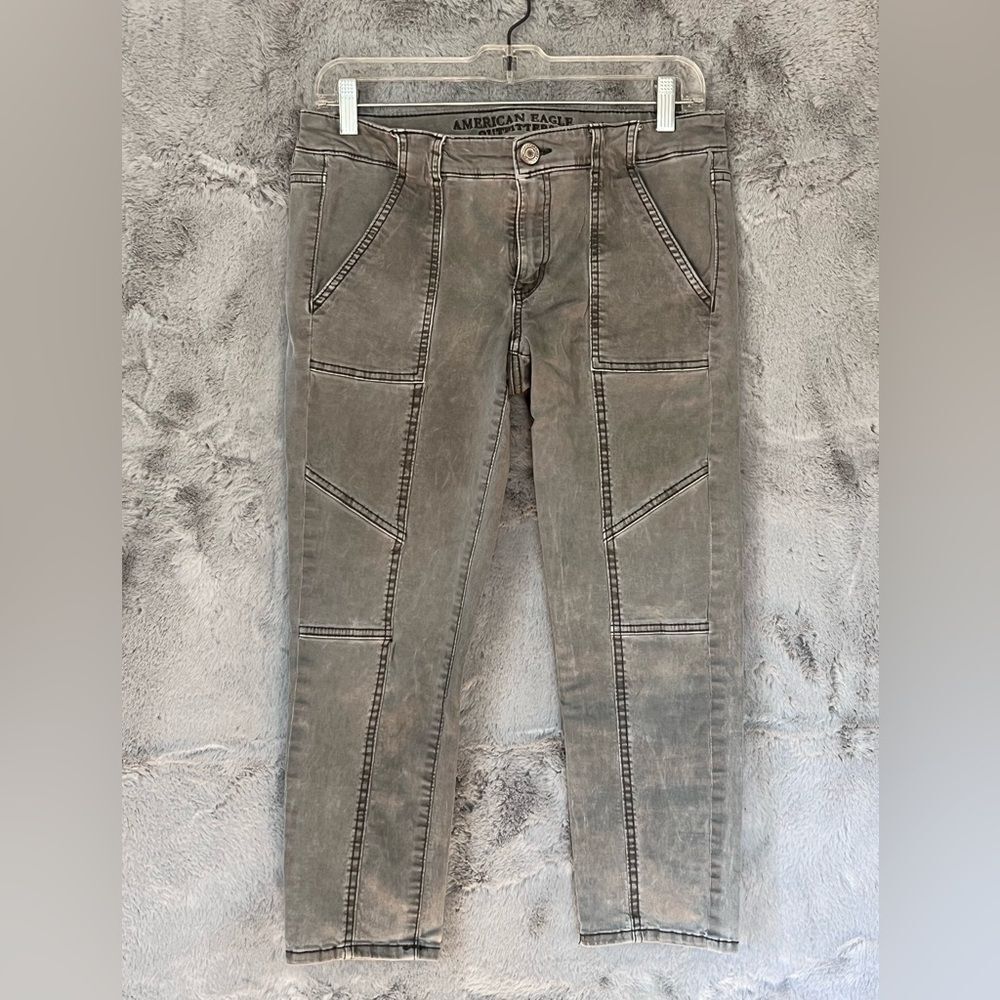 American Eagle Olive Green Jeggings Crop Stretch  Size 6